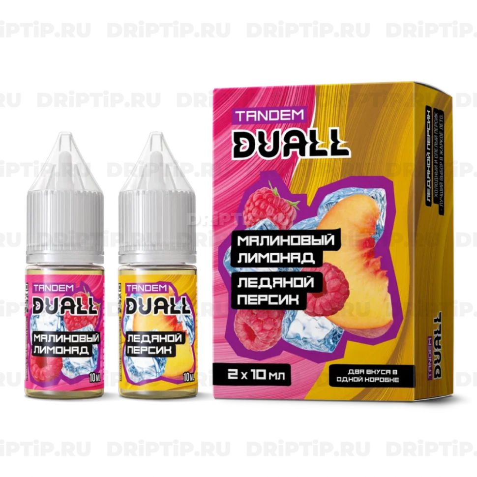 Жидкость Duall Tandem Salt - Малиновый Лимонад и Ледяной Персик