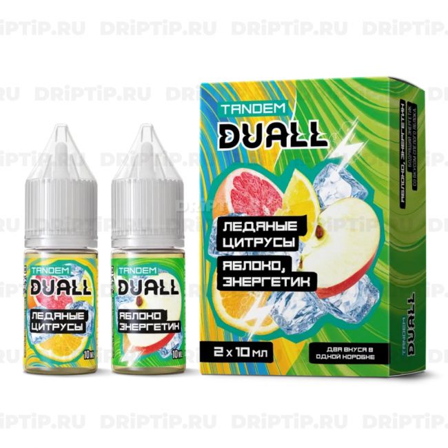 Жидкость Duall Tandem Salt - Ледяные Цитрусы и Яблоко Энергетик 