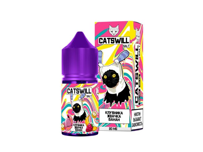Жидкость Catswill Salt - Клубника Жвачка Банан Жидкость Catswill Salt - Клубника Жвачка Банан