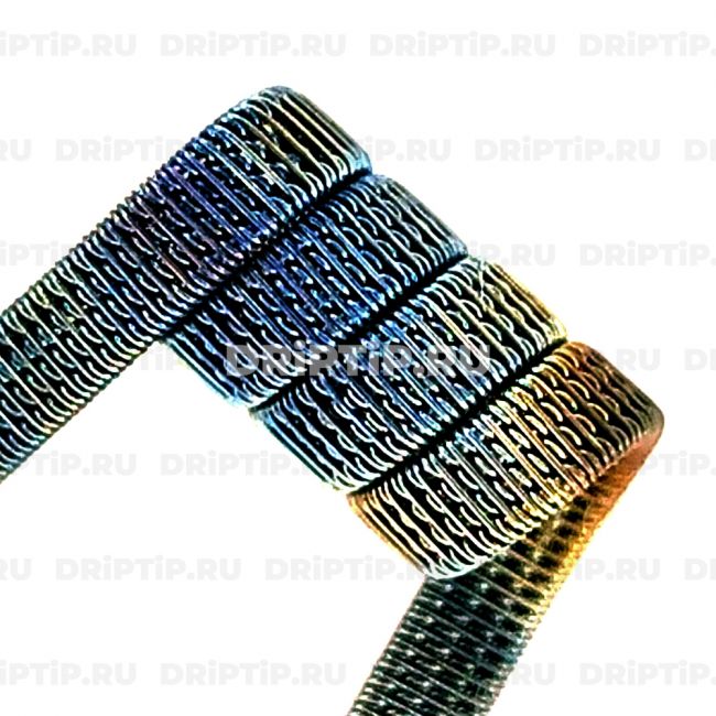 Quad Staggered Fused Clapton 4*0.4 NiCr +0.15 NiCr, 3 мм, 4 витка, 0.07 ом Мех Quad Staggered Fused Clapton 4*0.4 NiCr +0.15 NiCr, 3 мм, 4 витка, 0.07 ом Мех