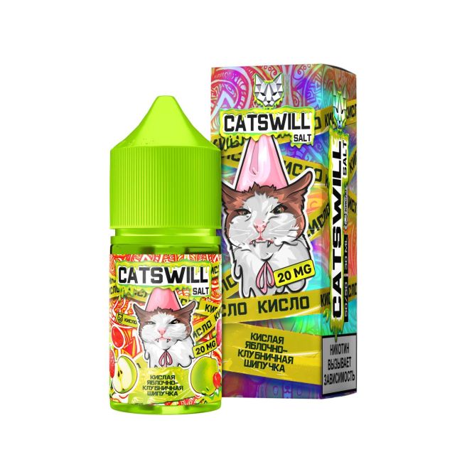 Жидкость Catswill Sour Salt - Кислая Яблочно-Клубничная Шипучка Жидкость Catswill Sour Salt - Кислая Яблочно-Клубничная Шипучка